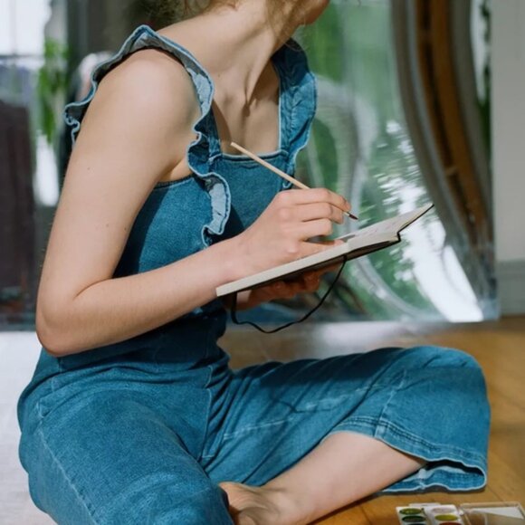 Urban Outfitters BDG Emmey Ruffle Denim Jumpsuit - Picture 3 of 9